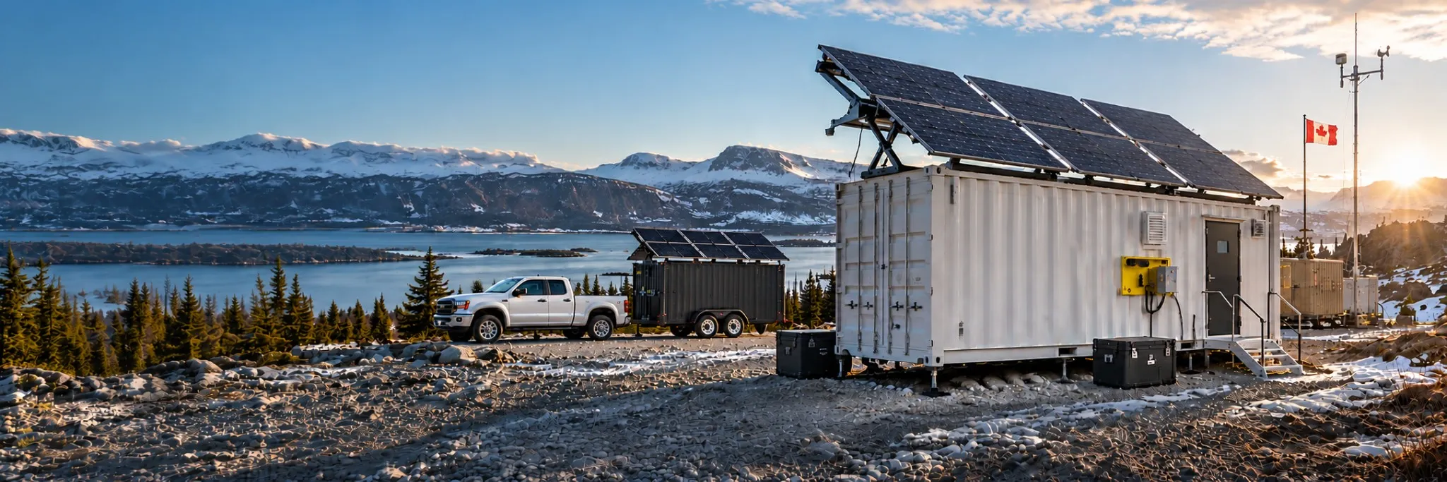 Insula solar-powered container unit deployed at a remote northern site